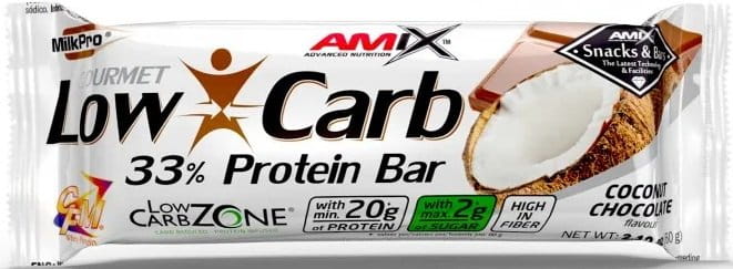 Barretta proteica Amix a basso contenuto di carboidrati 33% di proteine ​​60g