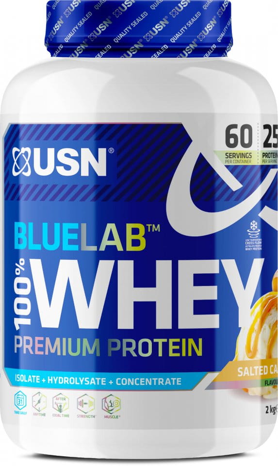 Proteine ​​del siero di latte in polvere USN 100% Premium BlueLab 908g fragola